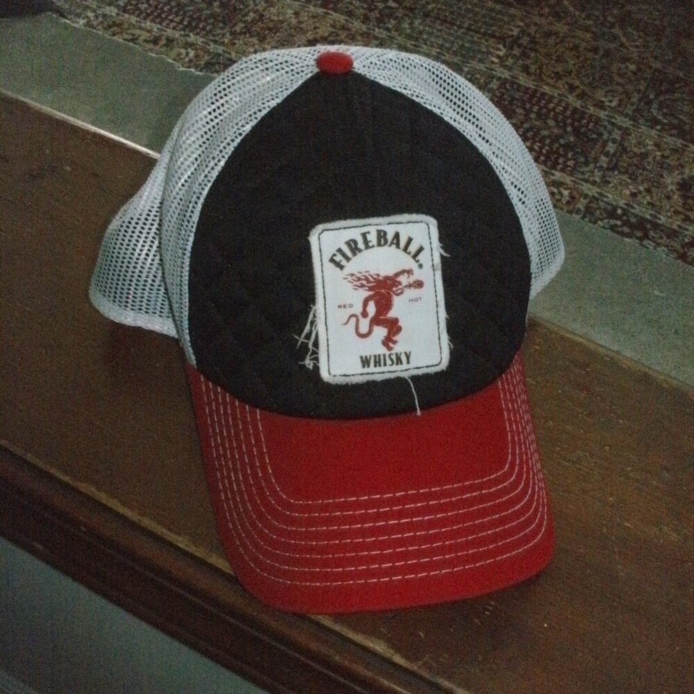 Fireball Whisky Quilted Snapback Mesh Red White Black Baseball Trucker Cap Hat